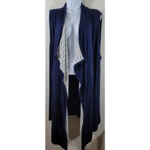 Paisley Grace Blue Draped Front Cardigan Duster 3XL Lightweight Flowy Stretchy
